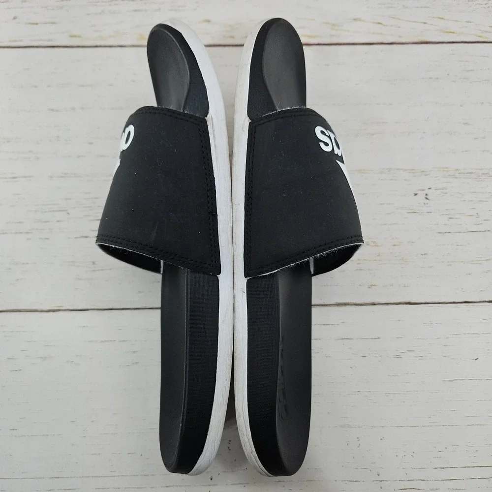 adidas Essentials Comfort‎ Slides Mens 8 Black White Sandal CG3427
